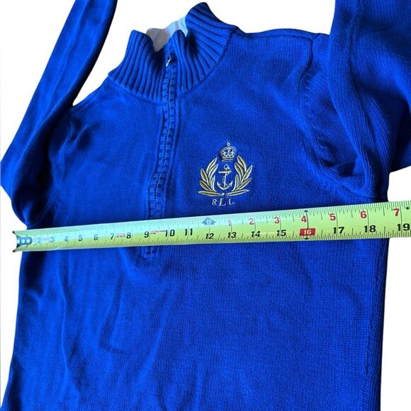 Lauren Jeans Co Ralph Lauren Quarter Zip Knit Sweater Womens Medium Blue - Picture 10 of 10